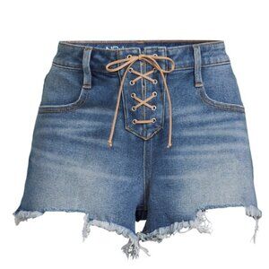 No Boundaries Womens/Juniors Lace Up Denim Shorts Size 21